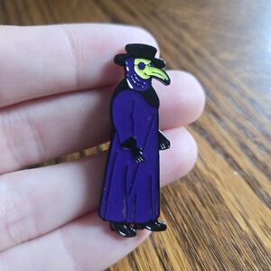 Purple and Black Plague Doctor Bird Pin